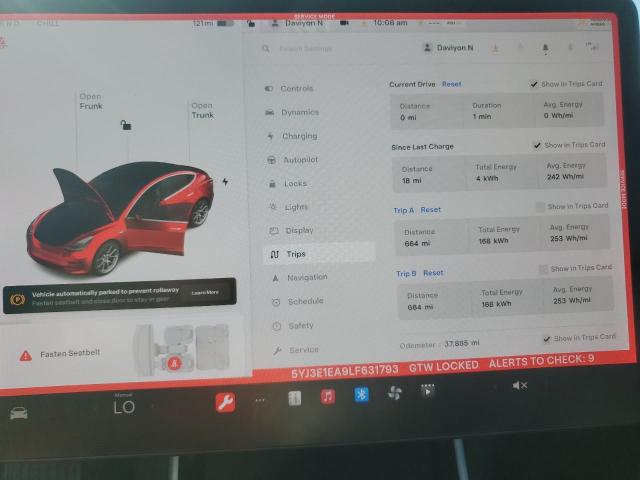 Photo 9 from auction – 2020 TESLA MODEL 3 with VIN 5YJ3E1EA9LF631793
