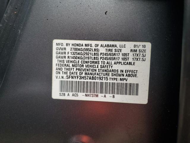 Photo 14 from auction – 2010 HONDA PILOT EXL with VIN 5FNYF3H57AB019215