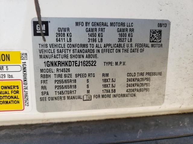 Photo 14 from auction – 2014 CHEVROLET TRAVERSE L with VIN 1GNKRHKD7EJ162522