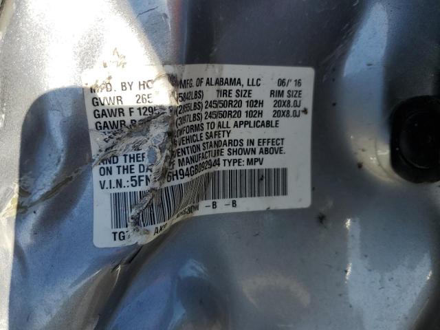 Photo 14 from auction – 2016 HONDA PILOT TOUR with VIN 5FNYF6H94GB092944