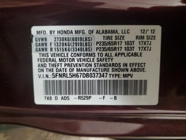 Photo 14 from auction – 2013 HONDA ODYSSEY EX with VIN 5FNRL5H67DB037347