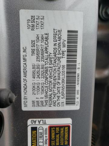 Photo 14 from auction – 2019 HONDA CR-V with VIN 5J6RW5H36KL005166