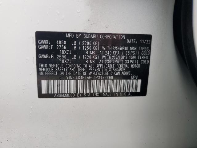 Photo 14 from auction – 2023 SUBARU OUTBACK TO with VIN 4S4BTAPC5P3138868