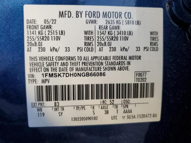 Photo 14 from auction – 2022 FORD EXPLORER X with VIN 1FMSK7DH0NGB66086