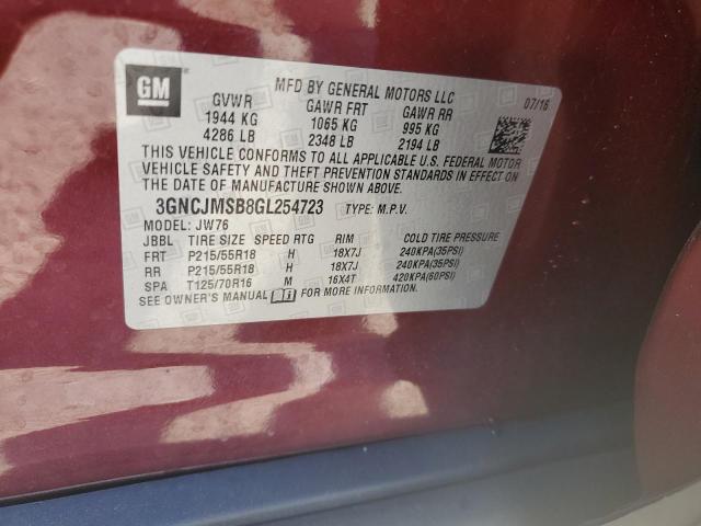 Photo 14 from auction – 2016 CHEVROLET TRAX LTZ with VIN 3GNCJMSB8GL254723