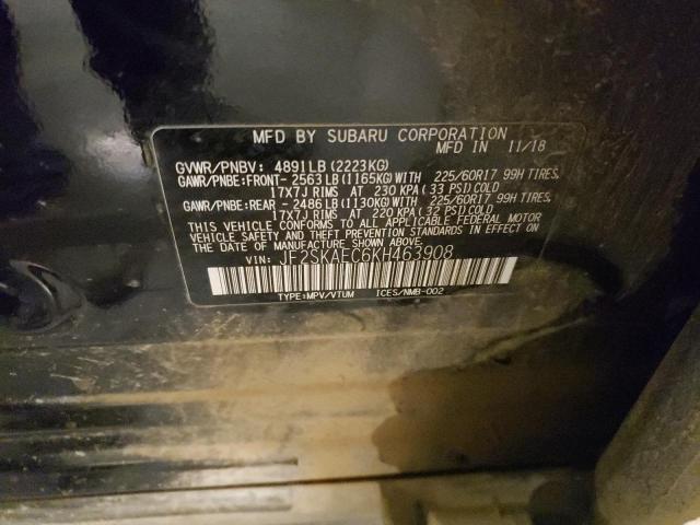 Photo 14 from auction – 2019 SUBARU FORESTER P with VIN JF2SKAEC6KH463908
