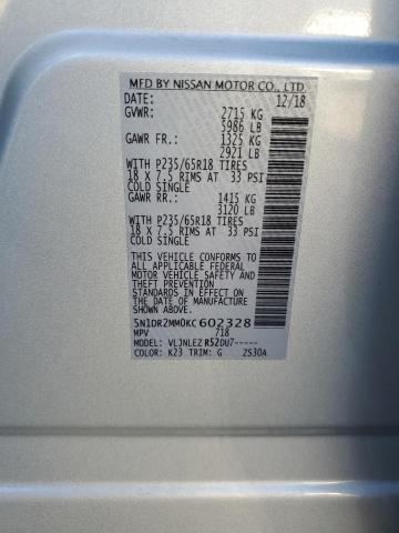 Photo 14 from auction – 2019 NISSAN PATHFINDER with VIN 5N1DR2MM0KC602328