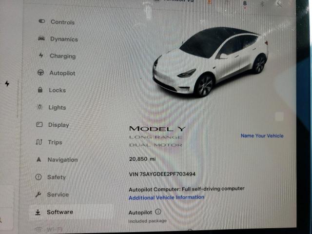 Photo 9 from auction – 2023 TESLA MODEL Y with VIN 7SAYGDEE2PF703494