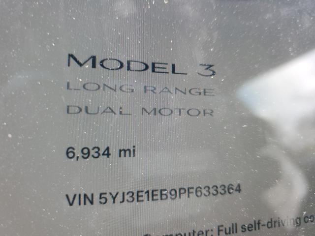 Photo 9 from auction – 2023 TESLA MODEL 3 with VIN 5YJ3E1EB9PF633364