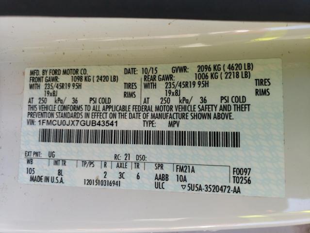 Photo 14 from auction – 2016 FORD ESCAPE TIT with VIN 1FMCU0JX7GUB43541