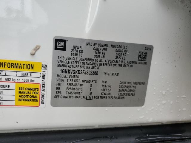Photo 14 from auction – 2015 CHEVROLET TRAVERSE L with VIN 1GNKVGKD2FJ302368