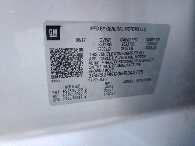 Photo 14 from auction – 2017 GMC YUKON SLT with VIN 1GKS2BKC0HR342775