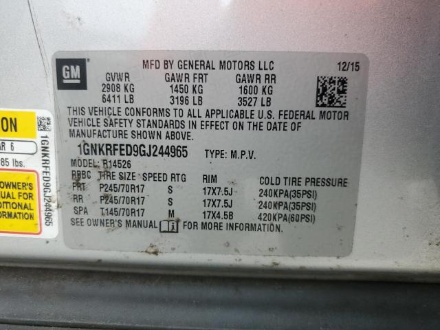 Photo 14 from auction – 2016 CHEVROLET TRAVERSE L with VIN 1GNKRFED9GJ244965