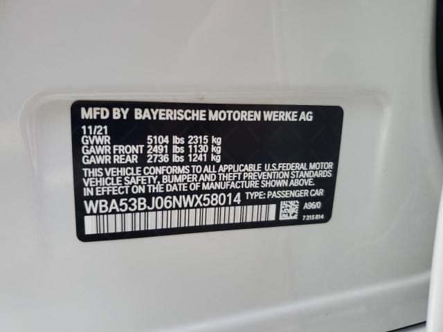Photo 14 from auction – 2022 BMW 540 I with VIN WBA53BJ06NWX58014