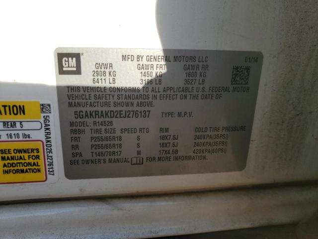 Photo 14 from auction – 2014 BUICK ENCLAVE with VIN 5GAKRAKD2EJ276137