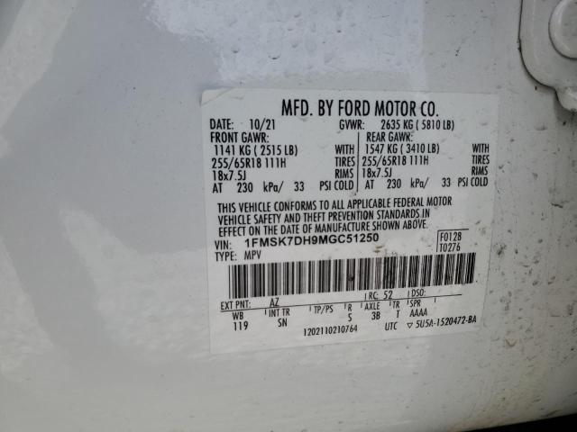 Foto 14 de la subasta – 2021 FORD EXPLORER X con VIN 1FMSK7DH9MGC51250