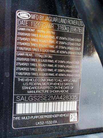 Photo 14 from auction – 2021 LAND ROVER RANGE ROVE with VIN SALGS2SE2MA428335