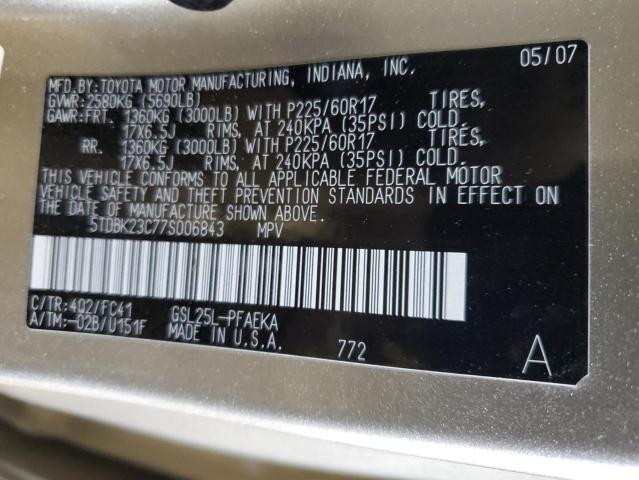 Photo 14 from auction – 2007 TOYOTA SIENNA LE with VIN 5TDBK23C77S006843