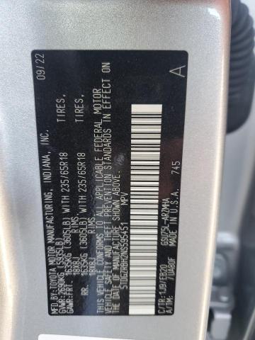 Photo 14 from auction – 2022 TOYOTA HIGHLANDER with VIN 5TDGZRBH2NS595451