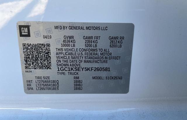 Photo 10 from auction – 2019 CHEVROLET SILVERADO with VIN 1GC1KSEY5KF260581