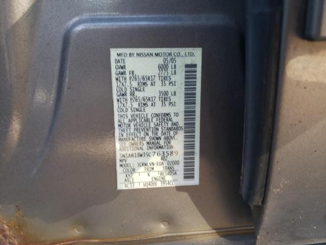 Photo 14 from auction – 2005 NISSAN PATHFINDER with VIN 5N1AR18W35C763589