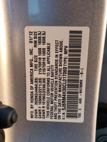 Photo 14 from auction – 2012 HONDA CR-V LX with VIN 5J6RM4H30CL017069