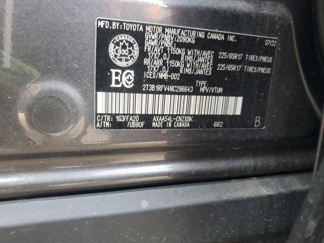 Photo 14 from auction – 2022 TOYOTA RAV4 LE with VIN 2T3B1RFV4NC296643