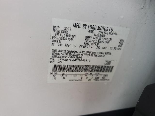 Photo 14 from auction – 2014 FORD EXPLORER X with VIN 1FM5K7D84EGA42819