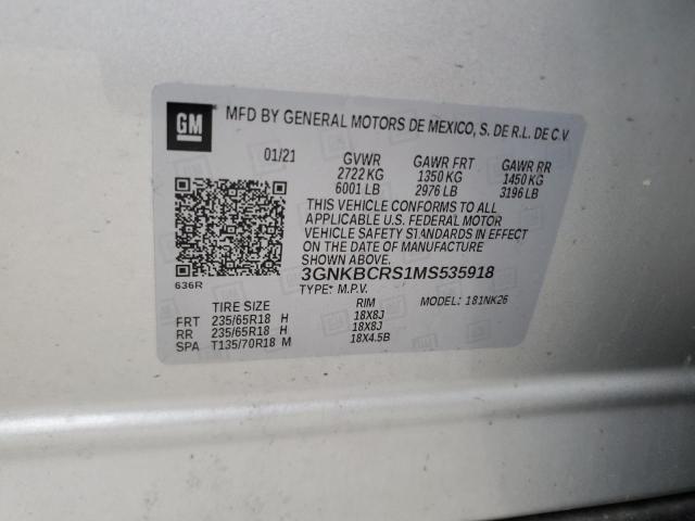 Photo 14 from auction – 2021 CHEVROLET BLAZER 2LT with VIN 3GNKBCRS1MS535918