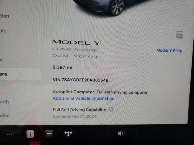 Photo 9 from auction – 2023 TESLA MODEL Y with VIN 7SAYGDEE2PA083548