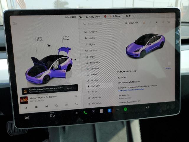 Photo 9 from auction – 2022 TESLA MODEL 3 with VIN 5YJ3E1EA7NF373289