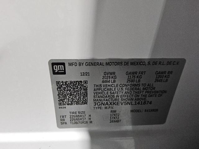 Photo 14 from auction – 2022 CHEVROLET EQUINOX LT with VIN 3GNAXKEV5NL141874
