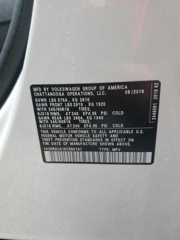 Photo 14 from auction – 2019 VOLKSWAGEN ATLAS SE with VIN 1V2DR2CA1KC580141