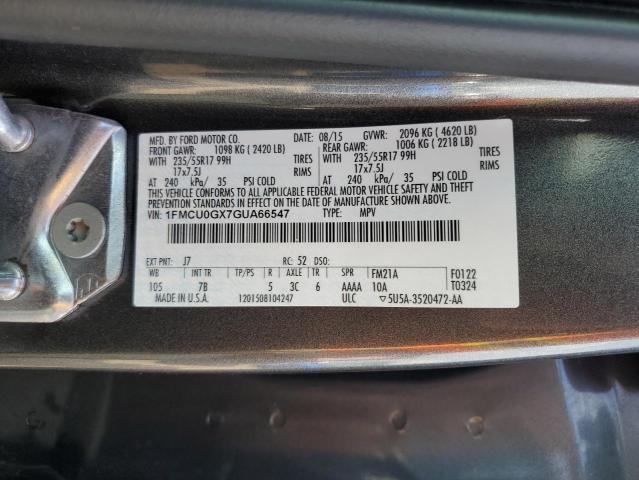 Photo 14 from auction – 2016 FORD ESCAPE SE with VIN 1FMCU0GX7GUA66547