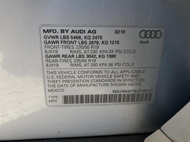 Photo 14 from auction – 2018 AUDI Q5 PREMIUM with VIN WA1ANAFY8J2140127