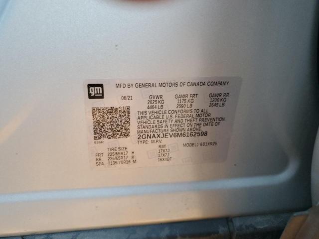Photo 14 from auction – 2021 CHEVROLET EQUINOX LT with VIN 2GNAXJEV6M6162598