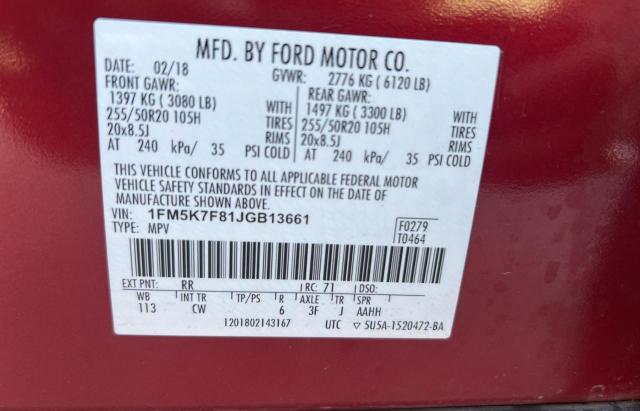 Photo 10 from auction – 2018 FORD EXPLORER L with VIN 1FM5K7F81JGB13661