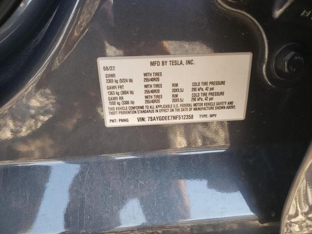 Photo 14 from auction – 2022 TESLA MODEL Y with VIN 7SAYGDEE7NF512358