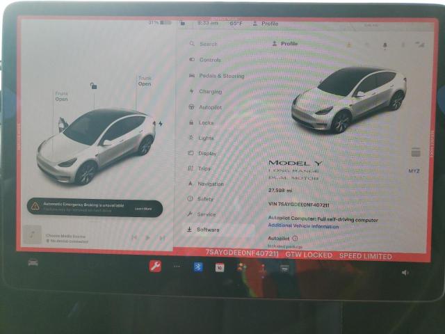 Photo 9 from auction – 2022 TESLA MODEL Y with VIN 7SAYGDEE0NF407211