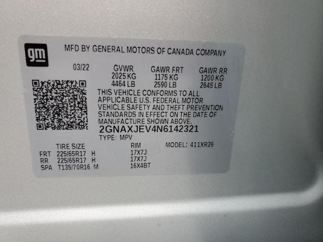 Photo 14 from auction – 2022 CHEVROLET EQUINOX LT with VIN 2GNAXJEV4N6142321