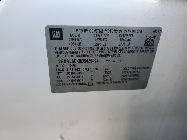 Photo 14 from auction – 2013 GMC TERRAIN SL with VIN 2GKALSEK0D6425494