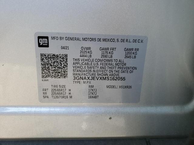 Photo 14 from auction – 2021 CHEVROLET EQUINOX LT with VIN 3GNAXJEVXMS162055