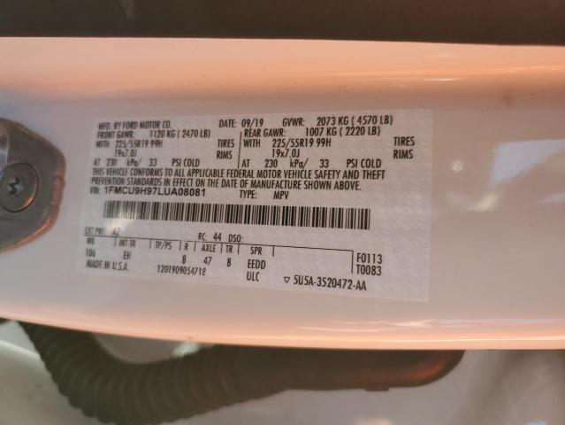 Photo 14 from auction – 2020 FORD ESCAPE SEL with VIN 1FMCU9H97LUA08081