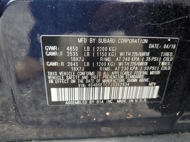 Photo 14 from auction – 2018 SUBARU OUTBACK TO with VIN 4S4BSETC7J3352834