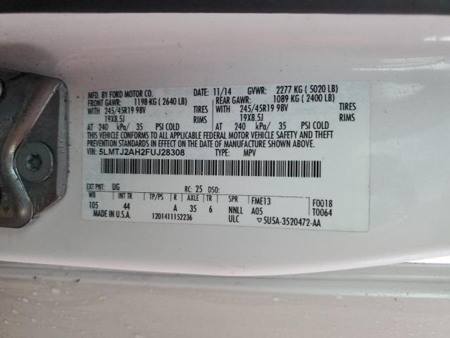 Photo 14 from auction – 2015 LINCOLN MKC with VIN 5LMTJ2AH2FUJ28308