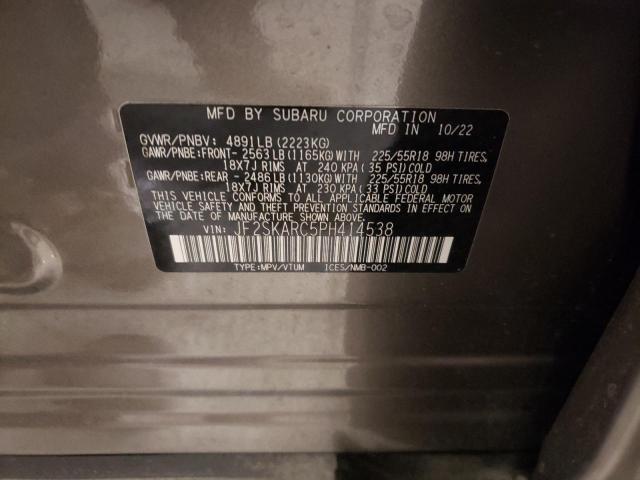 Photo 14 from auction – 2023 SUBARU FORESTER T with VIN JF2SKARC5PH414538