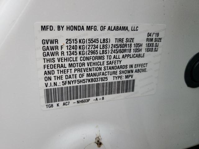 Photo 14 from auction – 2019 HONDA PILOT EXL with VIN 5FNYF5H57KB037825