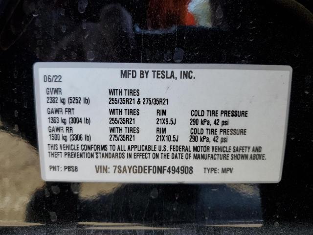Photo 14 from auction – 2022 TESLA MODEL Y with VIN 7SAYGDEF0NF494908