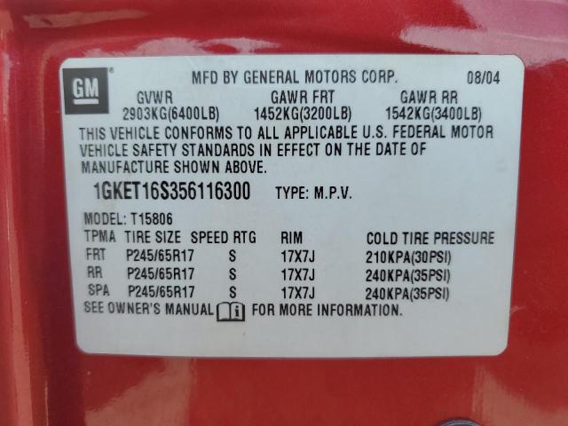 Photo 14 from auction – 2005 GMC ENVOY XL with VIN 1GKET16S356116300