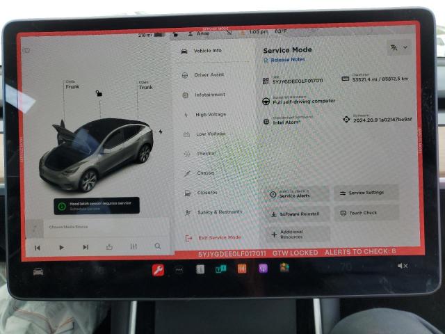 Photo 9 from auction – 2020 TESLA MODEL Y with VIN 5YJYGDEE0LF017011